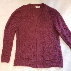 Zenana Cozy Fuzzy Knit Purple Pink Sweater Cardigan Shrug W/pockets 1X